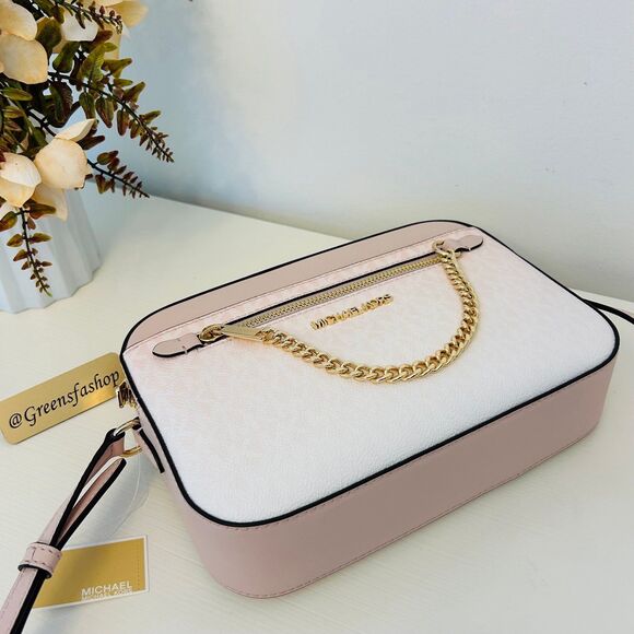 Michael Kors Purse Jet Set Ombré Signature Logo Crossbody Body Bag Powder Blush - Picture 4 of 10